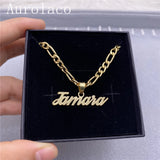 AurolaCo Name Necklace Chain Old English Letter Necklace Stainless Steel Pendant