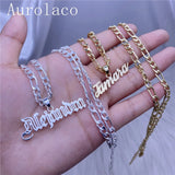 AurolaCo Name Necklace Chain Old English Letter Necklace Stainless Steel Pendant