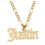 AurolaCo Name Necklace Chain Old English Letter Necklace Stainless Steel Pendant