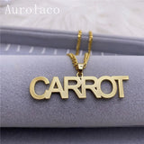 AurolaCo Name Necklace Stainless Steel Cuban Chain Necklace Nameplated Necklace