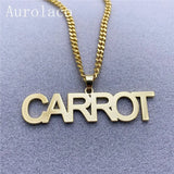 AurolaCo Name Necklace Stainless Steel Cuban Chain Necklace Nameplated Necklace