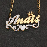 AurolaCo 3D Nameplate Necklace Silver Stainless Steel for Women