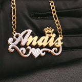 AurolaCo 3D Nameplate Necklace Silver Stainless Steel for Women