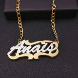 AurolaCo Name Necklace with Heart, Stainless Steel 3D Nameplate Necklace