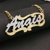 AurolaCo Name Necklace with Heart, Stainless Steel 3D Nameplate Necklace