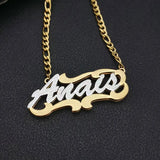 AurolaCo Name Necklace with Heart, Stainless Steel 3D Nameplate Necklace