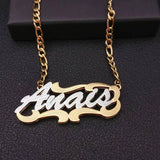 AurolaCo Name Necklace with Heart, Stainless Steel 3D Nameplate Necklace