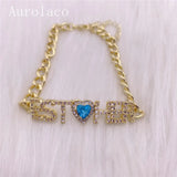 AurolaCo Zircon Chain Name Bracelet for Women