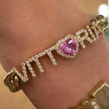 AurolaCo Zircon Chain Name Bracelet for Women