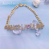 AurolaCo Zircon Chain Name Bracelet for Women