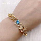 AurolaCo Zircon Chain Name Bracelet for Women
