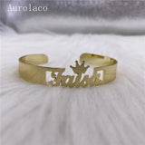 AurolaCo Personalized Name Bracelet with Crown Stainless Steel Jewelry