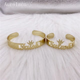 AurolaCo Personalized Name Bracelet with Crown Stainless Steel Jewelry