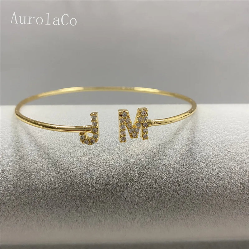 AurolaCo Personalized Name Bracelet with Zircon Letters