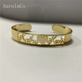 AurolaCo Personalized Cuff Bangle Rose Stainless Steel