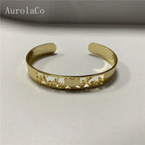 AurolaCo Personalized Cuff Bangle Rose Stainless Steel