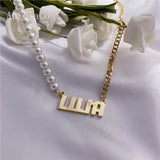 AurolaCo Personalized Pearl Name Necklace for Women
