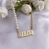 AurolaCo Personalized Pearl Name Necklace for Women