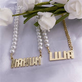 AurolaCo Personalized Pearl Name Necklace for Women