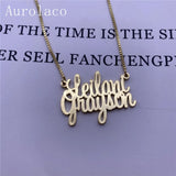 AurolaCo Two Name Personalized Stainless Steel Nameplate Necklace