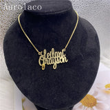 AurolaCo Two Name Personalized Stainless Steel Nameplate Necklace