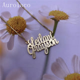 AurolaCo Two Name Personalized Stainless Steel Nameplate Necklace