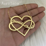 AurolaCo Name Necklace With Heart Personalized Stainless Steel Nameplate Necklac