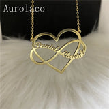 AurolaCo Name Necklace With Heart Personalized Stainless Steel Nameplate Necklac