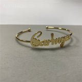 AurolaCo Nameplate Bracelet Personalized Cuff Bangle Stainless Steel