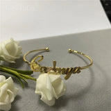 AurolaCo Nameplate Bracelet Personalized Cuff Bangle Stainless Steel