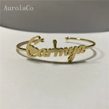 AurolaCo Nameplate Bracelet Personalized Cuff Bangle Stainless Steel