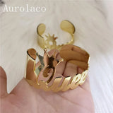 AurolaCo Nameplate Name Bracelet Personalized Cuff Bangle
