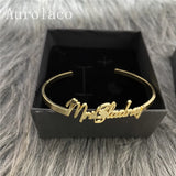 AurolaCo Nameplate Name Bracelet Personalized Cuff Bangles