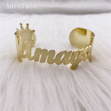 AurolaCo Nameplate Name Bracelet Personalized Cuff Bangle