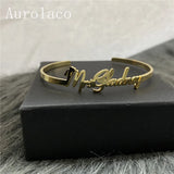 AurolaCo Nameplate Name Bracelet Personalized Cuff Bangles