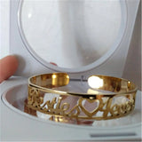 AurolaCo Nameplate Bracelet Cuff Bangle Rose Stainless Steel Jewelry