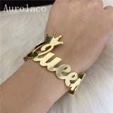 AurolaCo Nameplate Name Bracelet Personalized Cuff Bangle