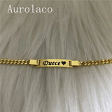 AurolaCo Name Bracelet Stainless Steel Charm Bracelet