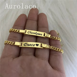 AurolaCo Name Bracelet Stainless Steel Charm Bracelet