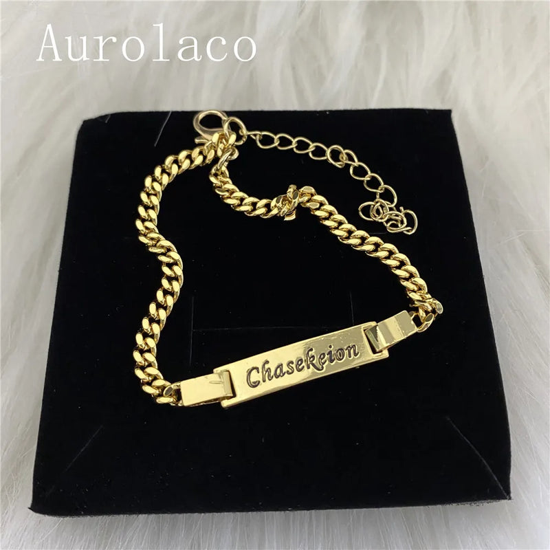AurolaCo Name Bracelet Stainless Steel Charm Bracelet