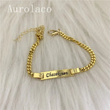 AurolaCo Name Bracelet Stainless Steel Charm Bracelet