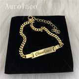 AurolaCo Name Bracelet Stainless Steel Charm Bracelet
