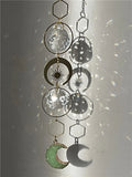 Aurora Borealis Crystals Suncatcher with Moon and Rainbow Prism