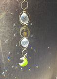 Aurora Borealis Crystals Suncatcher with Moon and Rainbow Prism