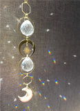 Aurora Borealis Crystals Suncatcher with Moon and Rainbow Prism