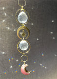 Aurora Borealis Crystals Suncatcher with Moon and Rainbow Prism