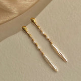 Natural Baroque Toothpick Pearl Earrings Drop Bridal Dangle Wedding Jewelry