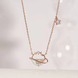 Aurora Water Drop Planet Star Moon Necklace Girl Clavicle Chain