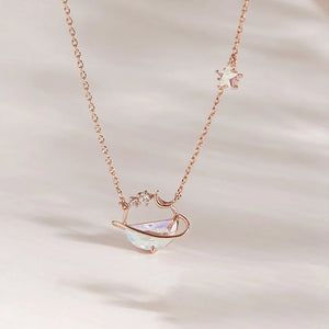 Aurora Water Drop Planet Star Moon Necklace Girl Clavicle Chain