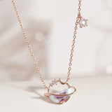 Aurora Water Drop Planet Star Moon Necklace Girl Clavicle Chain